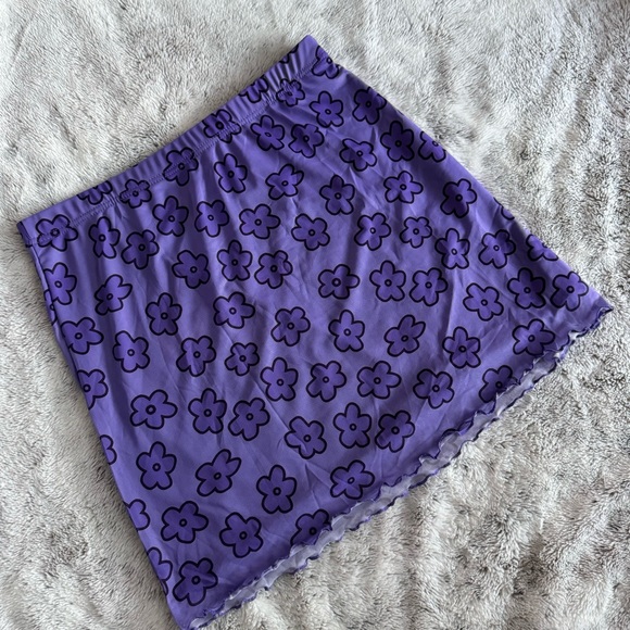 Dresses & Skirts - Purple floral mesh mini skirt